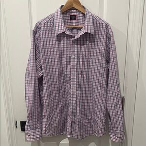 UNTUCKit Men's Pink and White Plaid 100% Cotton‎ Shirt, Size XXL